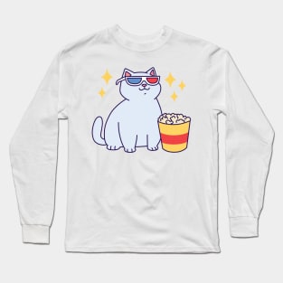 Fat Cat With Popcorn Long Sleeve T-Shirt